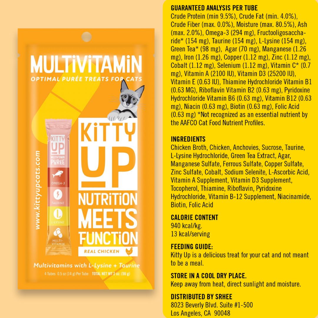 Multivitamin Cat Treat - Puree with L-Lysine & Taurine - Chicken Flavor